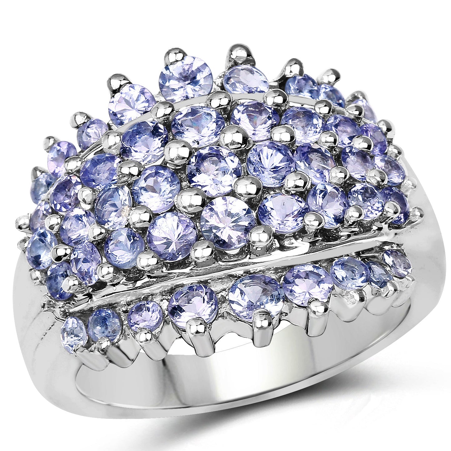 2.35 Carat Genuine Tanzanite Sterling Silver Engagement Ring