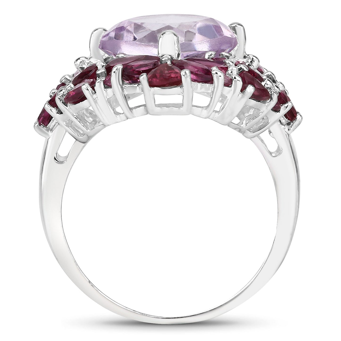 Bague en argent sterling avec améthyste rose et rhodolite de 8,19 carats