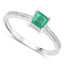 Bague de fiançailles en or blanc 14K avec émeraude zambienne de 0,67 carat et diamants