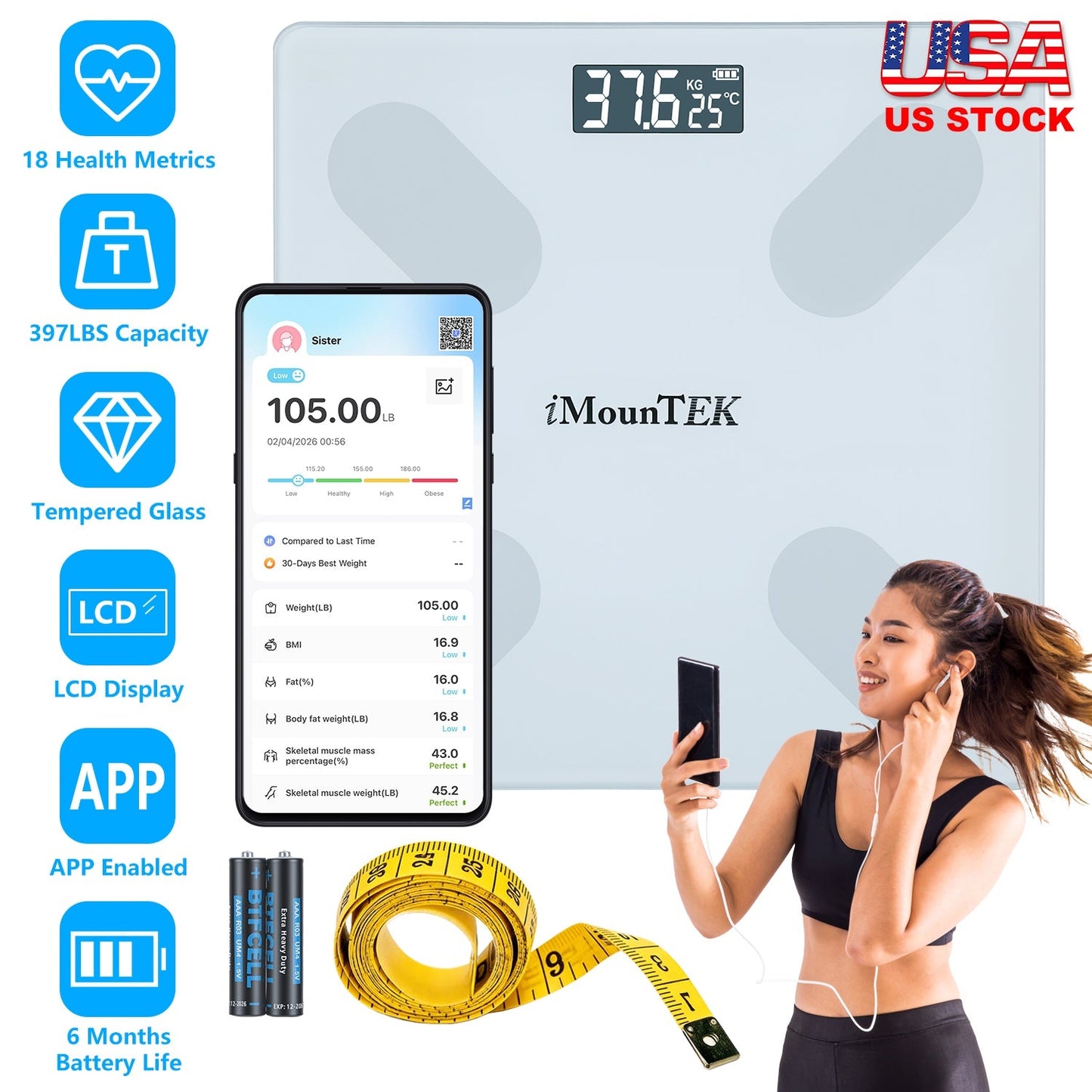 Smart Digital Body Weight Scale with Full Composition Analysis