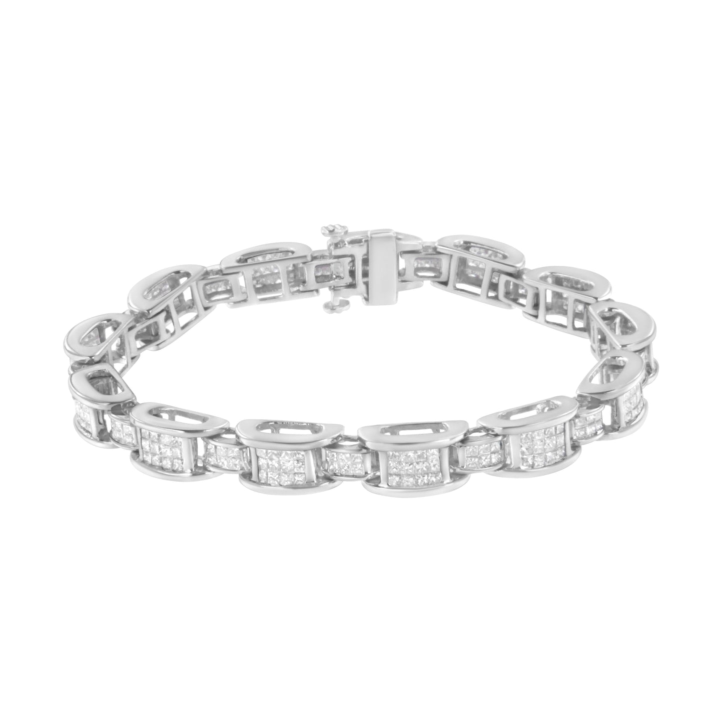14K White Gold Princess Cut Diamond Tennis Bracelet - 5.0 Cttw