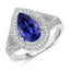 Bague en Or Blanc 14K avec Tanzanite et Diamants de 2,60 Carats