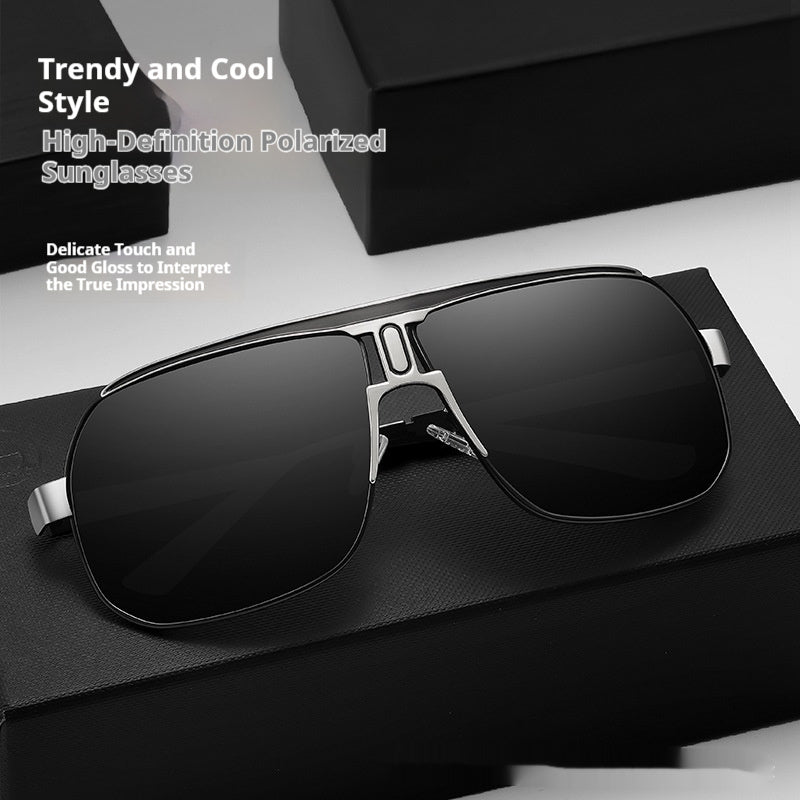 Lunettes de soleil élégantes à grande monture pour hommes