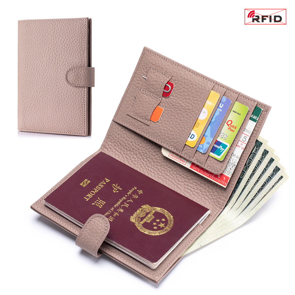 Bolso de Pasaporte Ultra Delgado de Cuero con Protección RFID