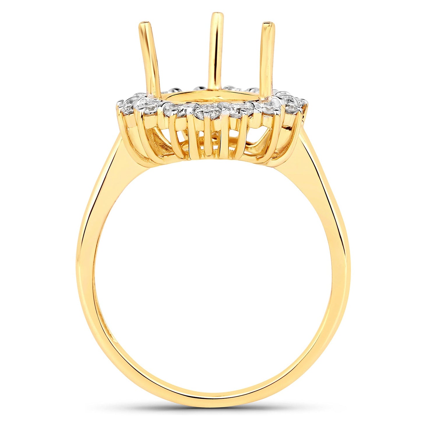0.48 Carat White Diamond 14K Yellow Gold Semi Mount Engagement Ring