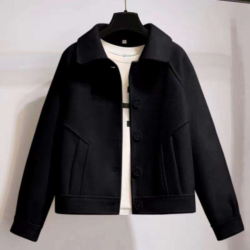 Manteau en laine court loose rétro pour femmes