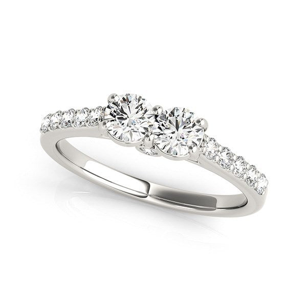 14k White Gold Round Two Stone Diamond Ring