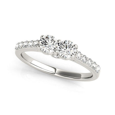 14k White Gold Round Two Stone Diamond Ring