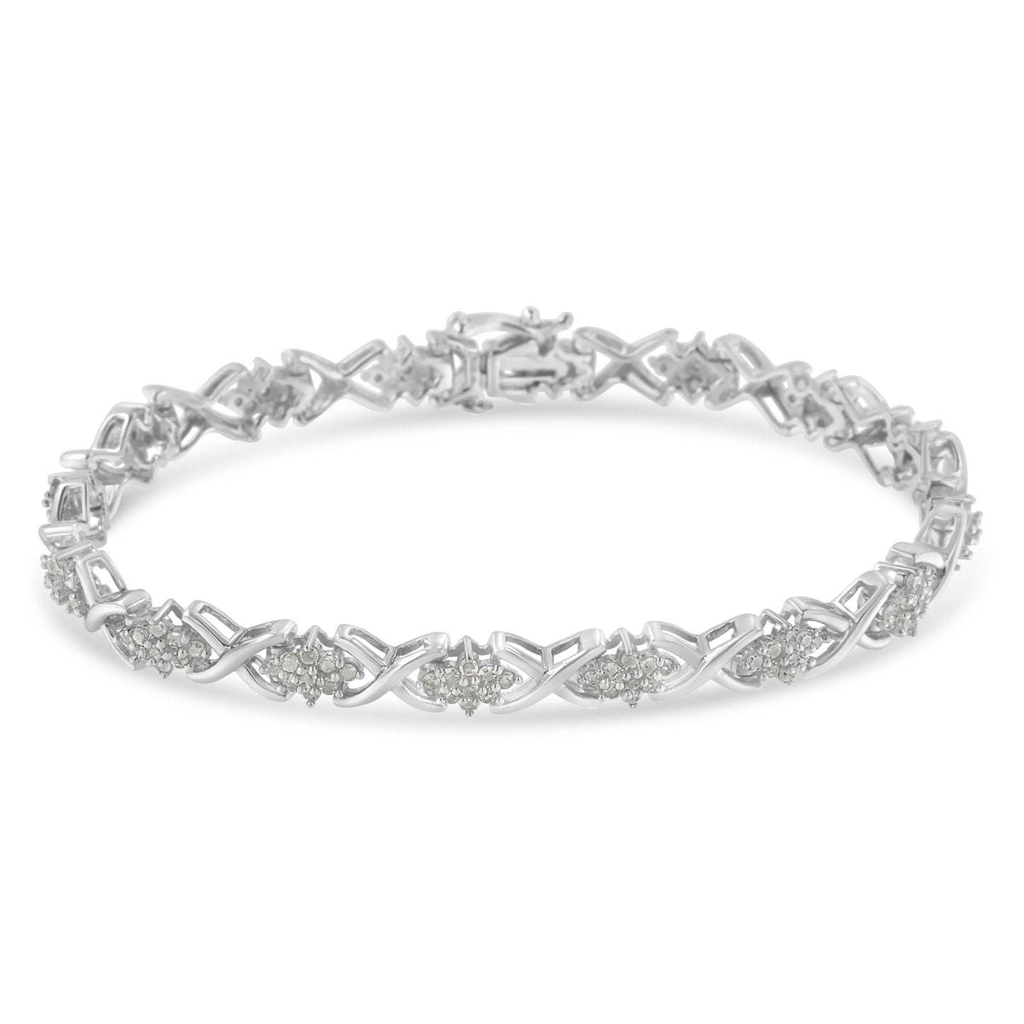 Pulsera de Tenis con Diamantes en Clúster de Plata Esterlina .925