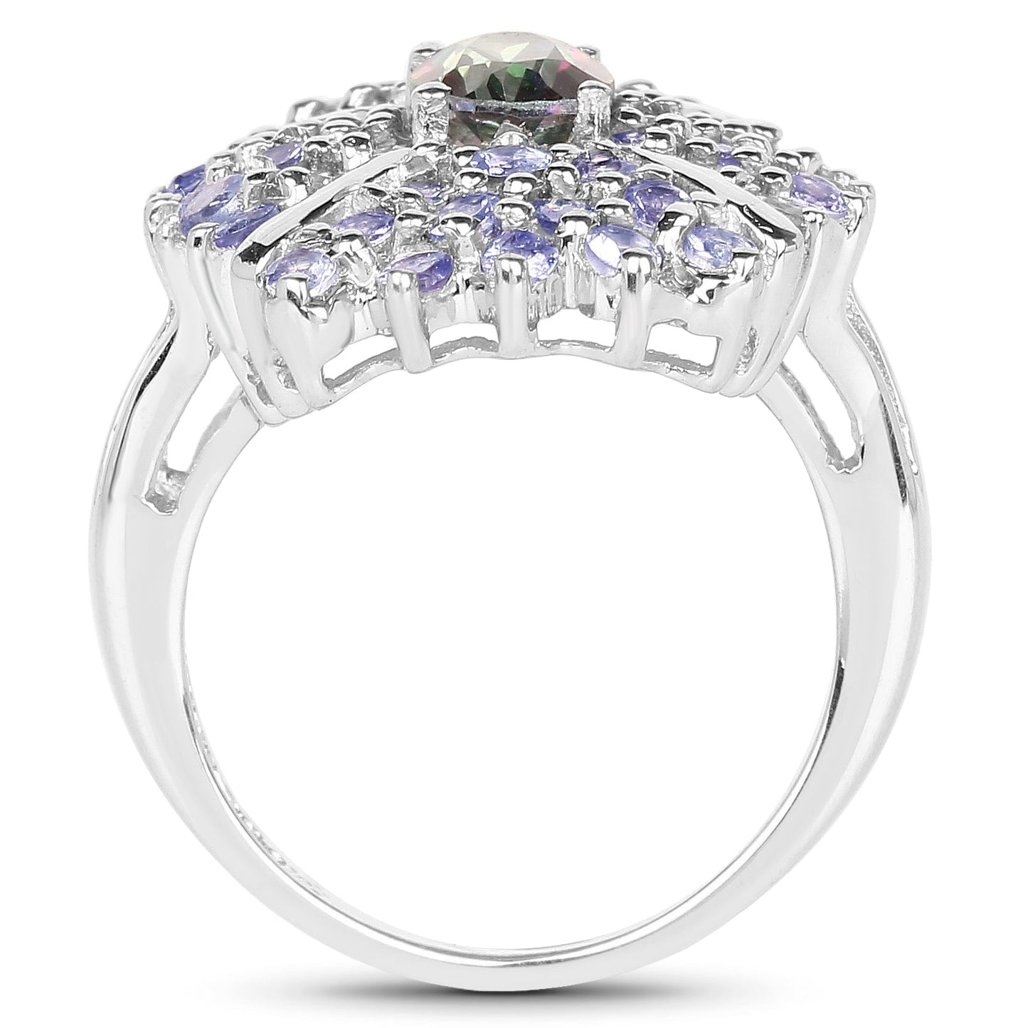 Bague en argent sterling avec topaze mystique de 2,86 carats et tanzanite