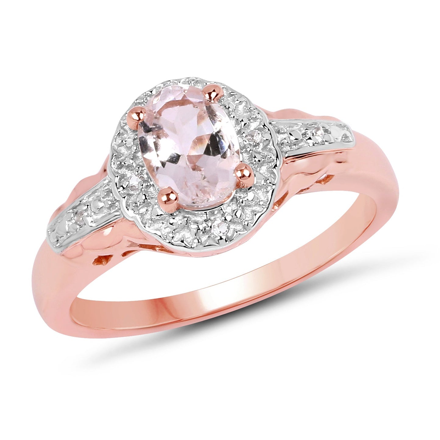 14K Rose Gold Plated Morganite & White Topaz Ring