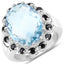 Bague en argent sterling avec topaze bleue et spinelle noir de 12,49 carats