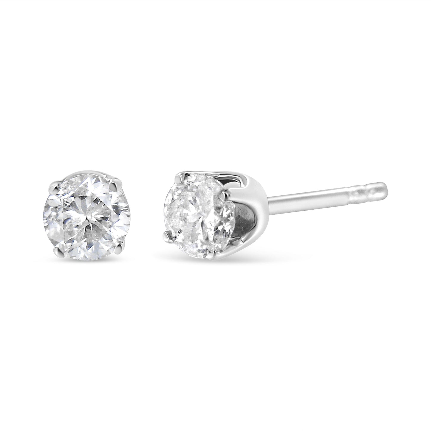Boucles d'oreilles classiques en diamant rond en or blanc 14K 3/4 Cttw