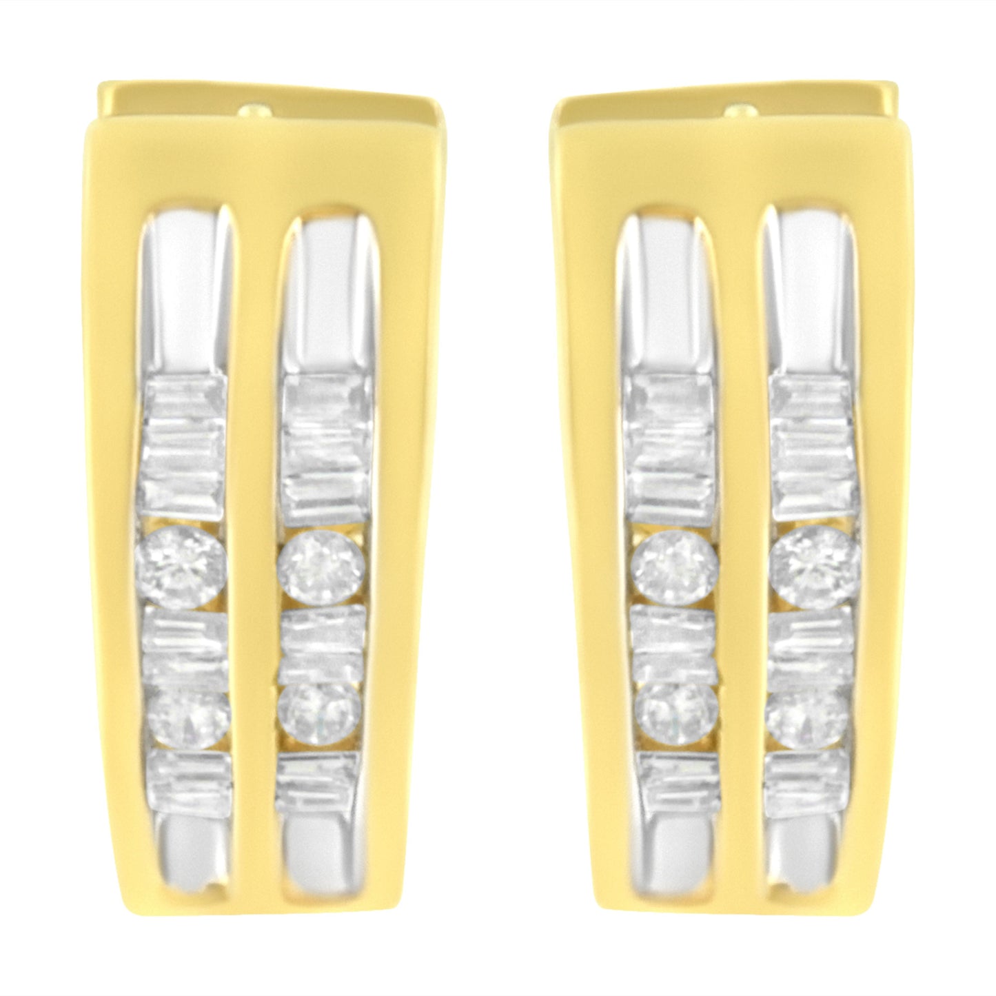 Boucles d'oreilles créoles en cœur en or jaune 10K avec diamants