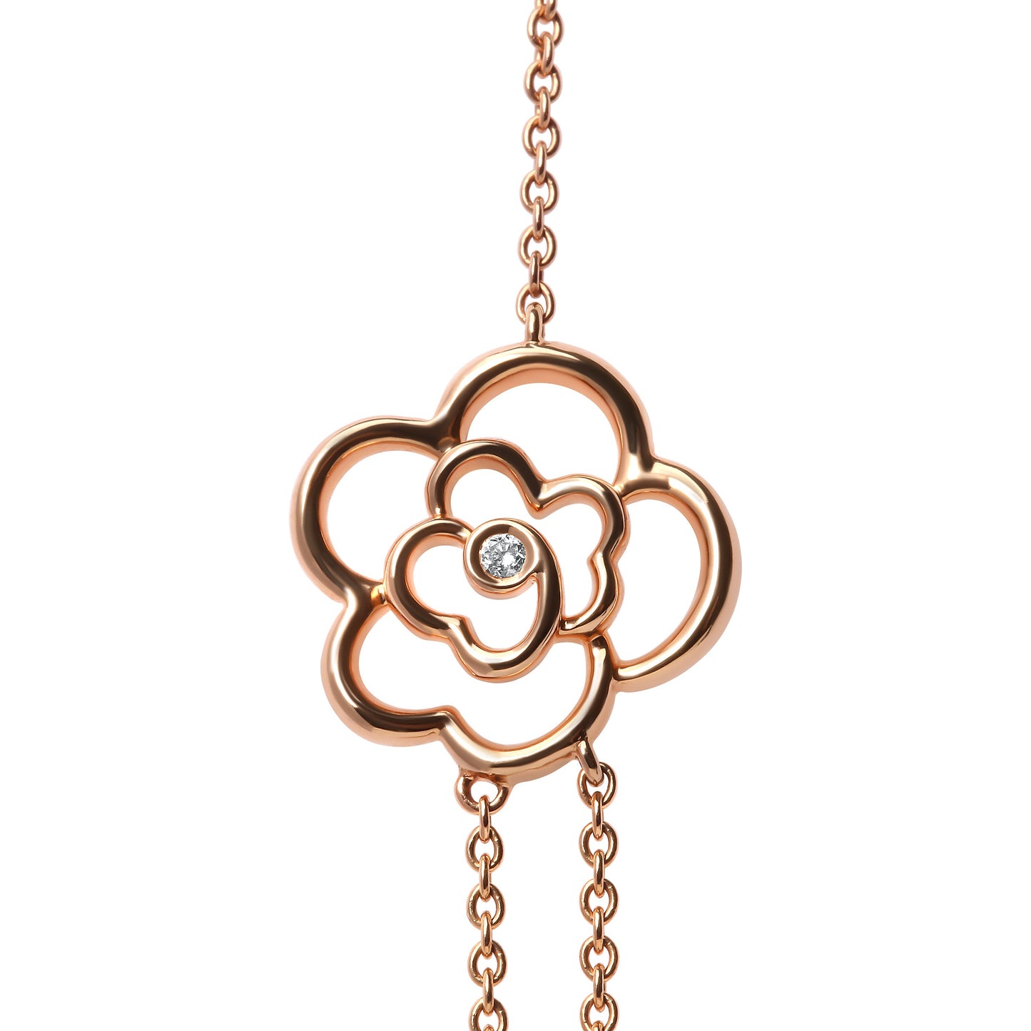 Collier en perles d'eau douce et diamants à double rang en or rose 18K