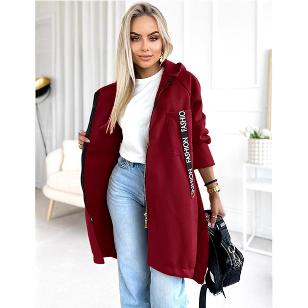 Hooded Sports Brushed Hoody Casual Long-sleeved Jacket