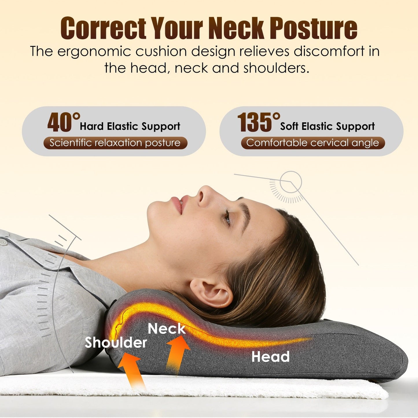 Ergonomic Neck Massager Pillow with Heat & Vibration