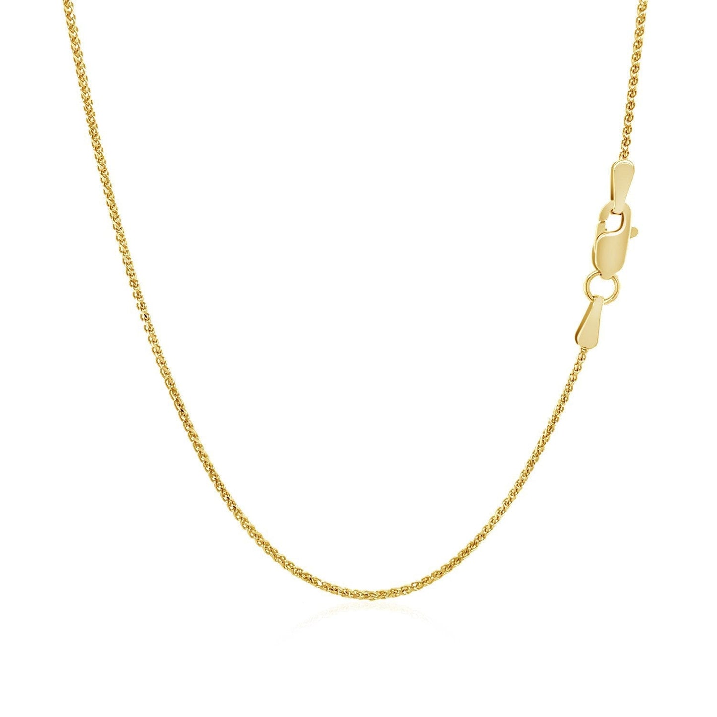 Cadena de Trigo Redonda Cortada con Diamante de Oro Amarillo de 14k - 1.0mm