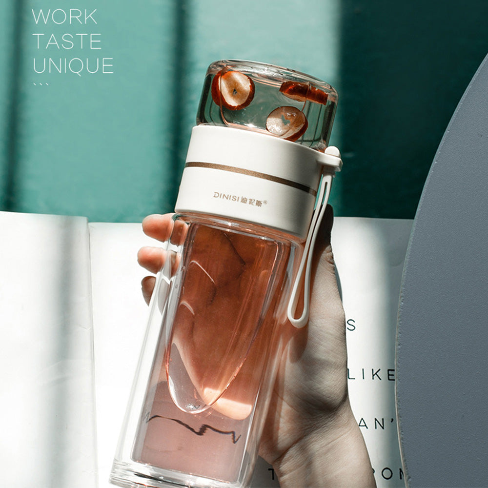 Bouteille d'eau en verre premium avec infuseur à thé