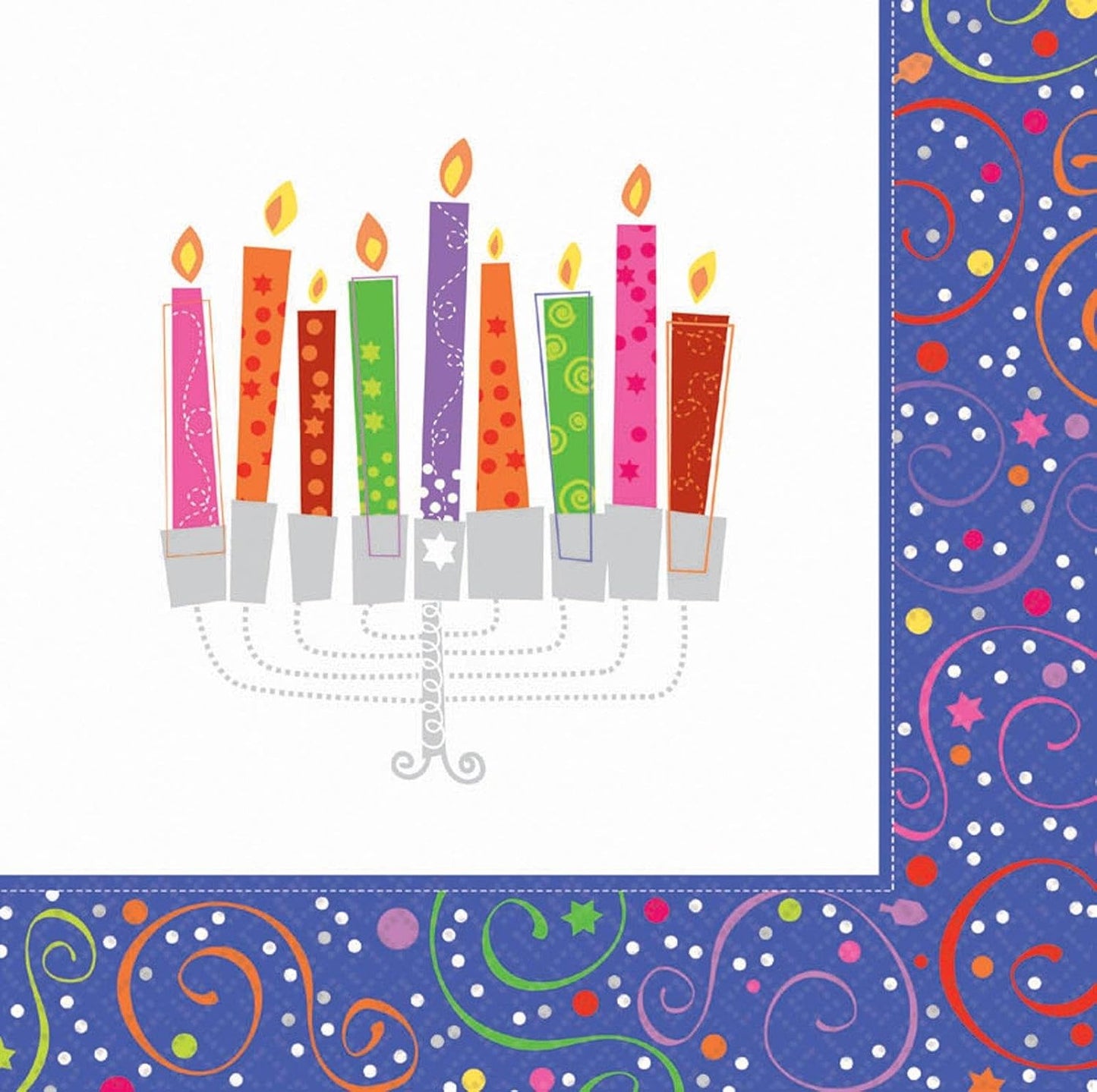 Playful Menorah Celebration Luncheon Napkins - 16-Piece Set