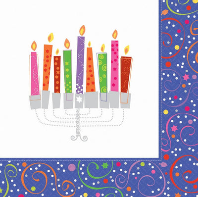 Playful Menorah Celebration Luncheon Napkins - 16-Piece Set