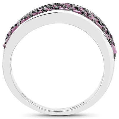 2.33 Carat Genuine Ruby Cluster Ring in Sterling Silver