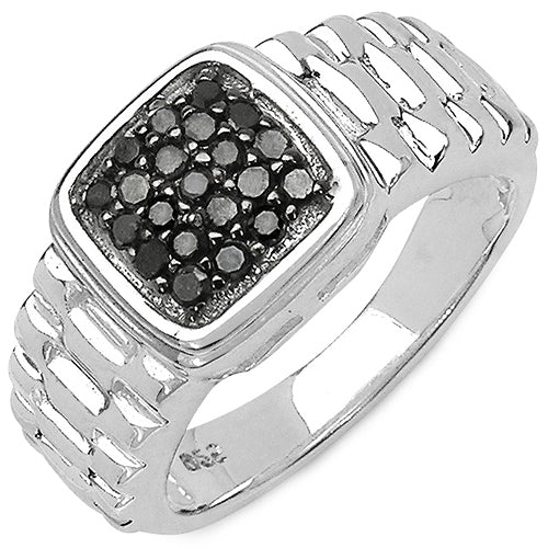 0.22 Carat Genuine Black Diamond Sterling Silver Engagement Ring