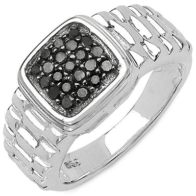 0.22 Carat Genuine Black Diamond Sterling Silver Engagement Ring