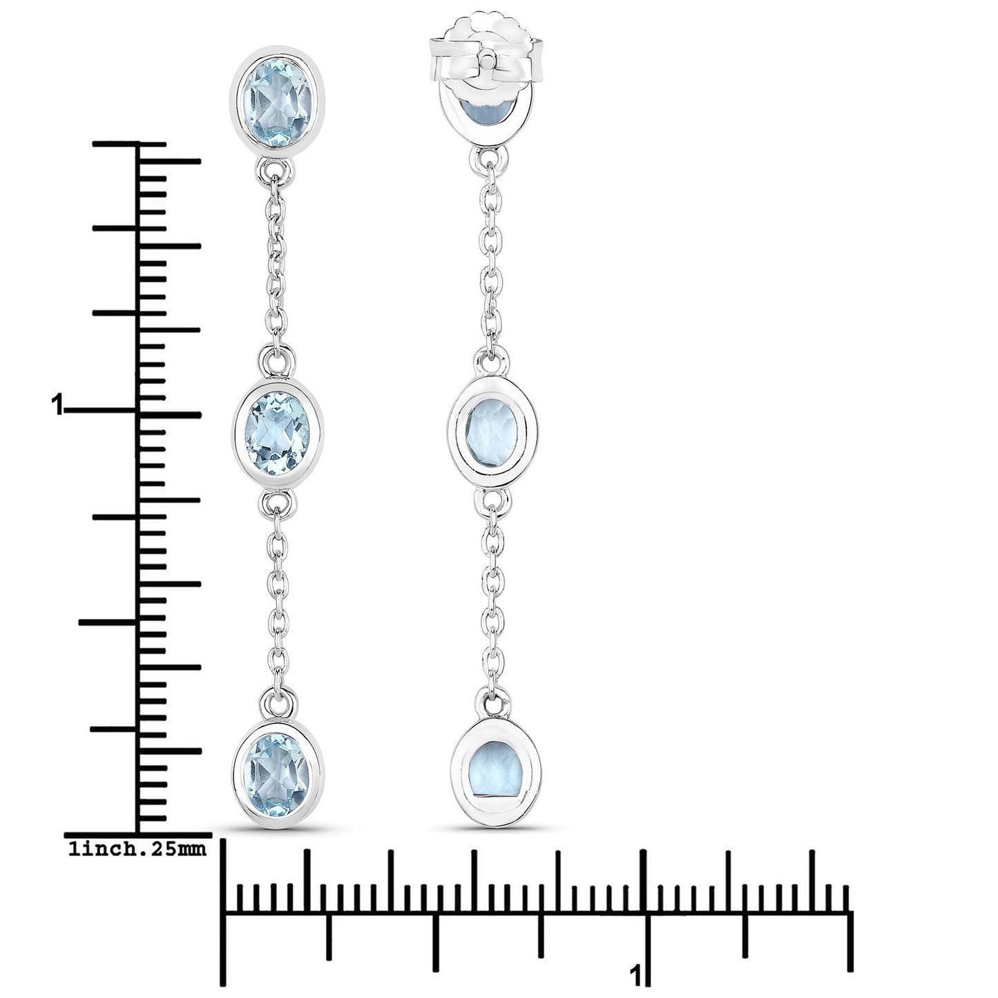 2.16 Carat Genuine Blue Topaz Sterling Silver Earrings