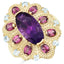 6.80 Carat Genuine Amethyst, Rhodolite & Blue Topaz Sterling Silver Ring