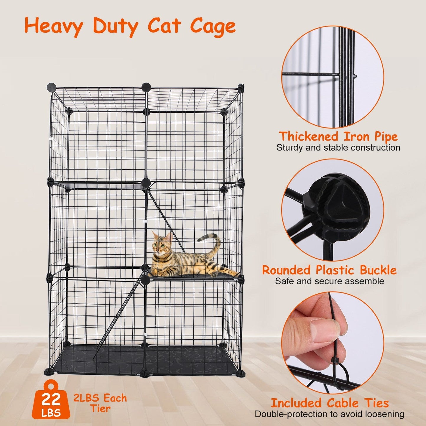 GBruno Parque para Gatos de 3 Niveles - Elegante y Espacioso