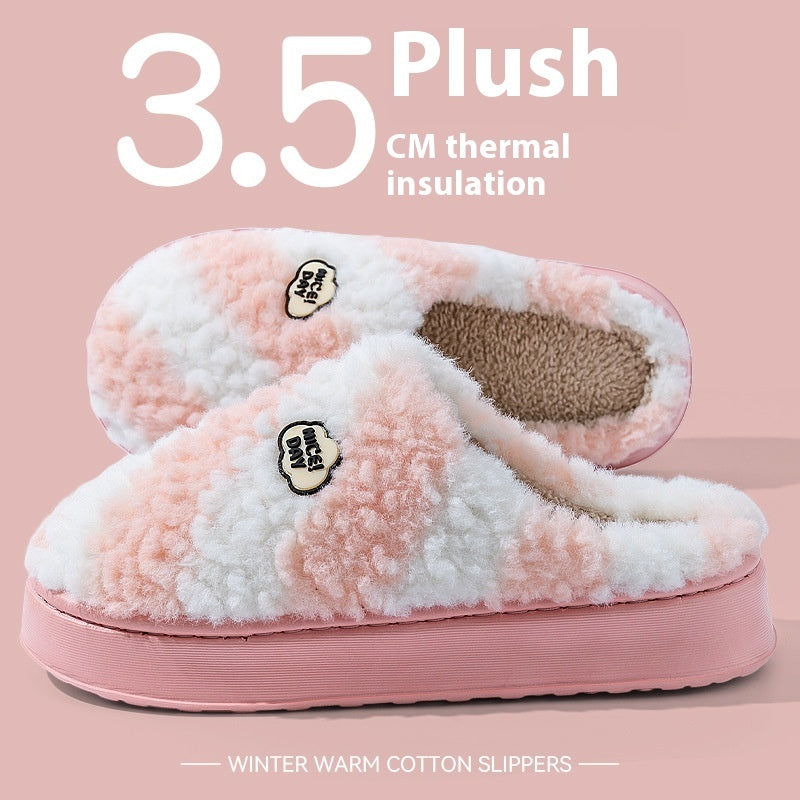 Chaussons en velours coton non glissants pour femmes