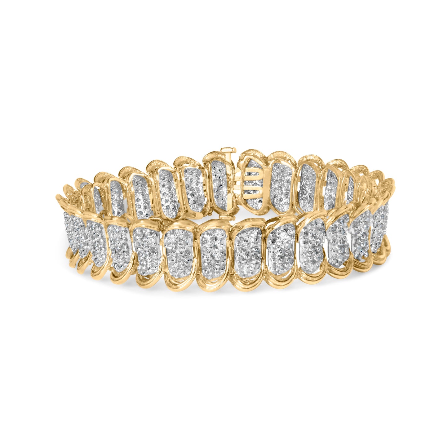 Bracelet en lien classique en or jaune 10K avec diamants pavés
