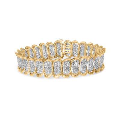 Bracelet en lien classique en or jaune 10K avec diamants pavés