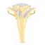 10K Yellow Gold Diamond Bypass Cluster Ring - Size 7