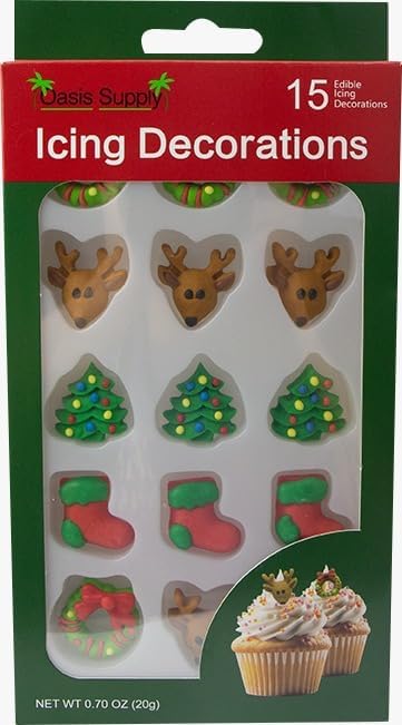 Christmas Edible Cake Decorations - 60 Festive Pieces