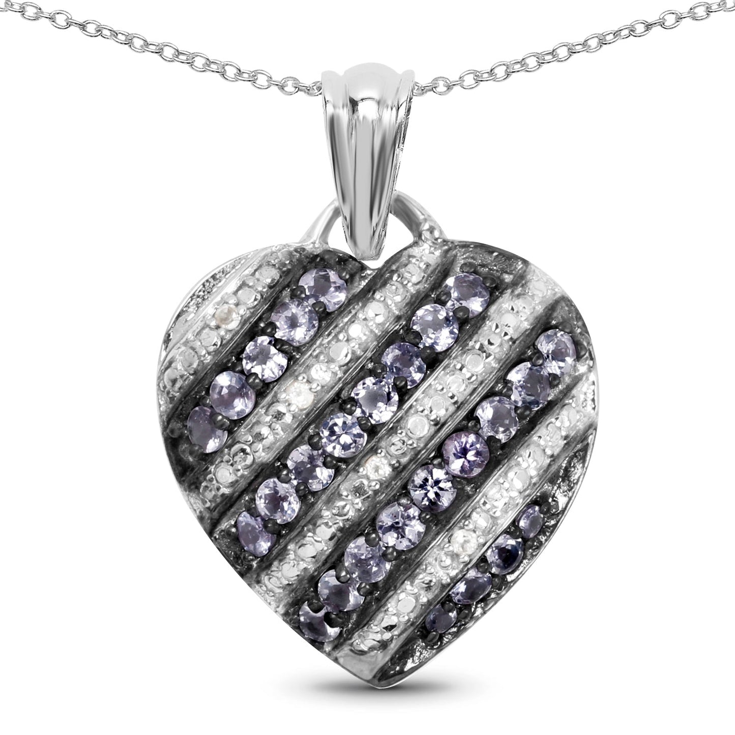 1.30 Carat Genuine Tanzanite & White Topaz Sterling Silver Pendant