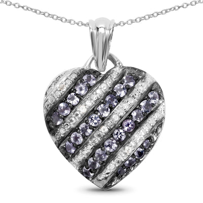 Pendentif en argent sterling avec tanzanite et topaze blanche de 1,30 carat