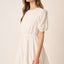 Vestido Mini de Manga Abullonada con Ojal Elegante