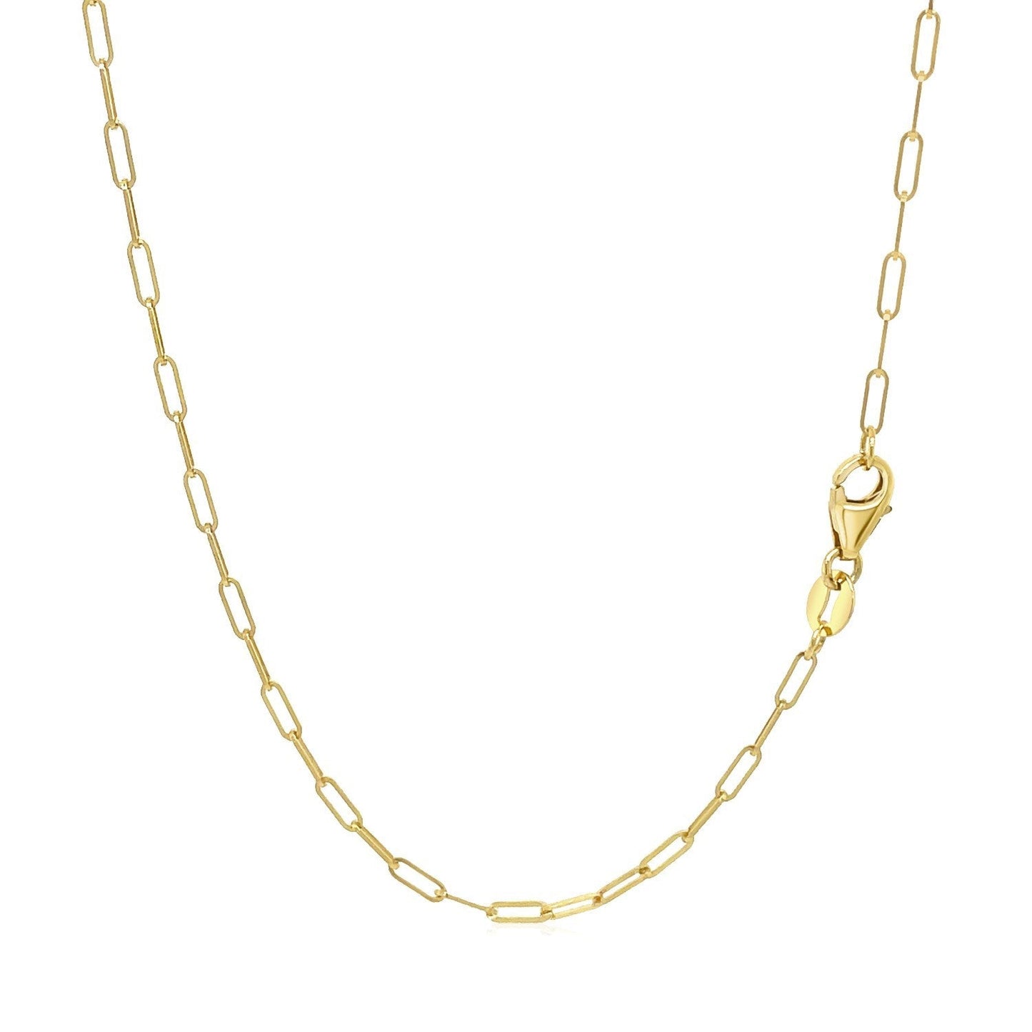 18K Yellow Gold Fine Paperclip Chain Necklace