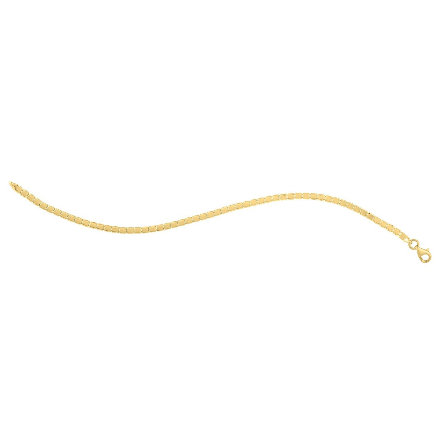 Pulsera Mini Cubo de Oro Amarillo de 14k - 7 Pulgadas