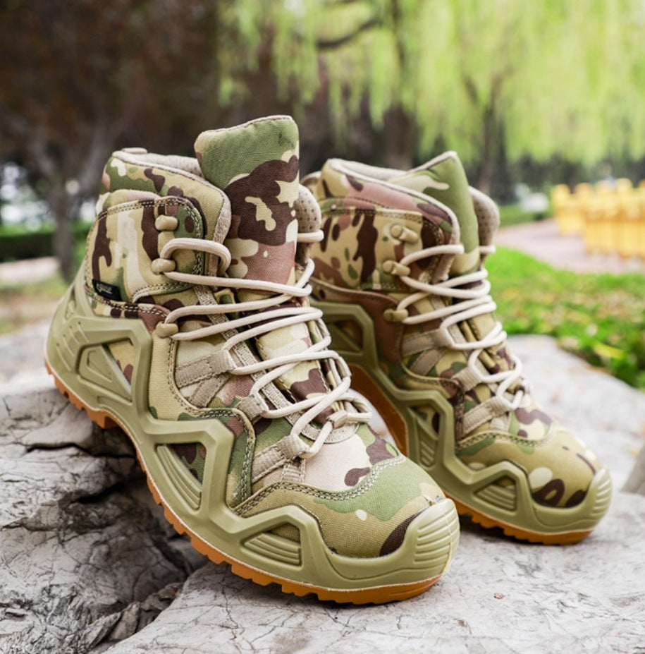 Bottes d'entraînement militaires style mi-haut pour activités de plein air