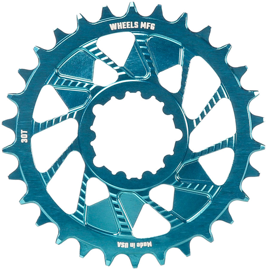Plato de cadena de montaje directo Wheels Manufacturing - 30t SRAM 3-Bolt Teal