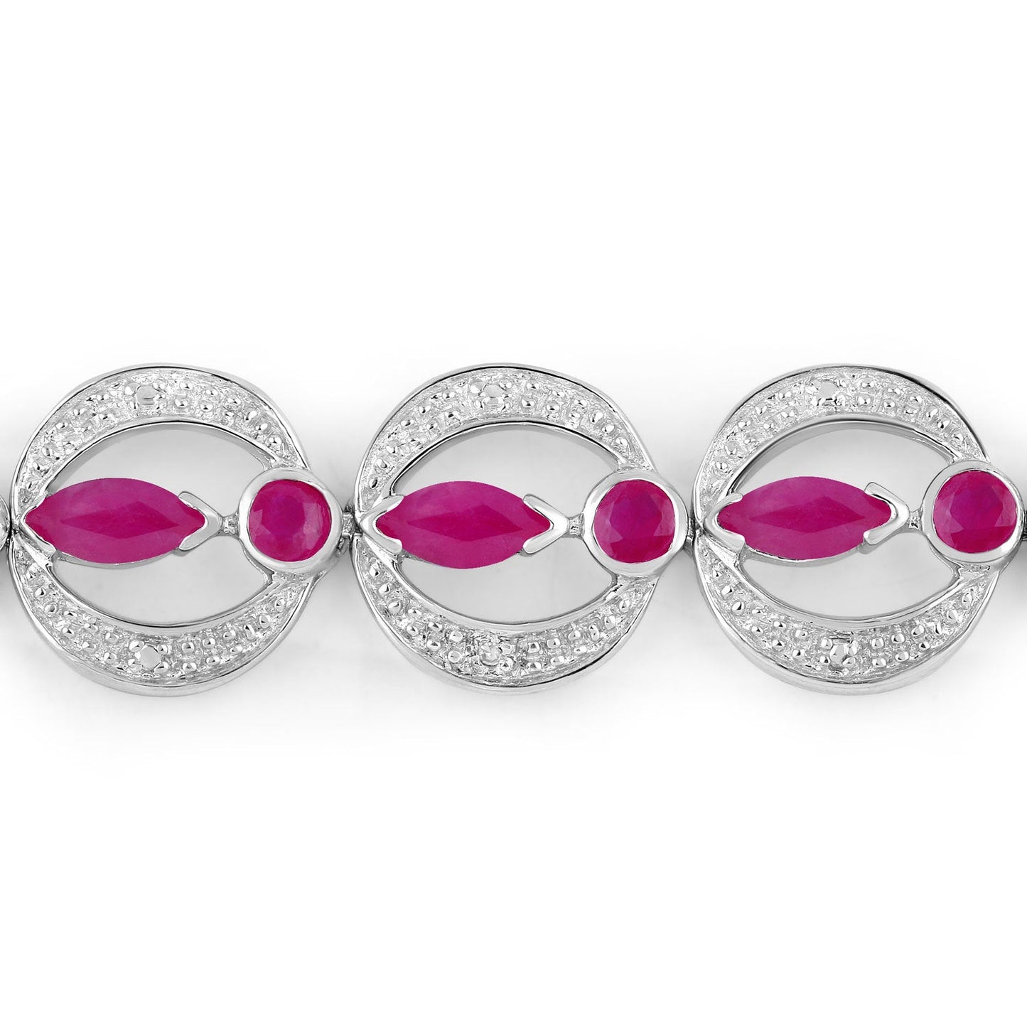 Bracelet en rubis et diamants blancs de 1,65 carat en argent sterling