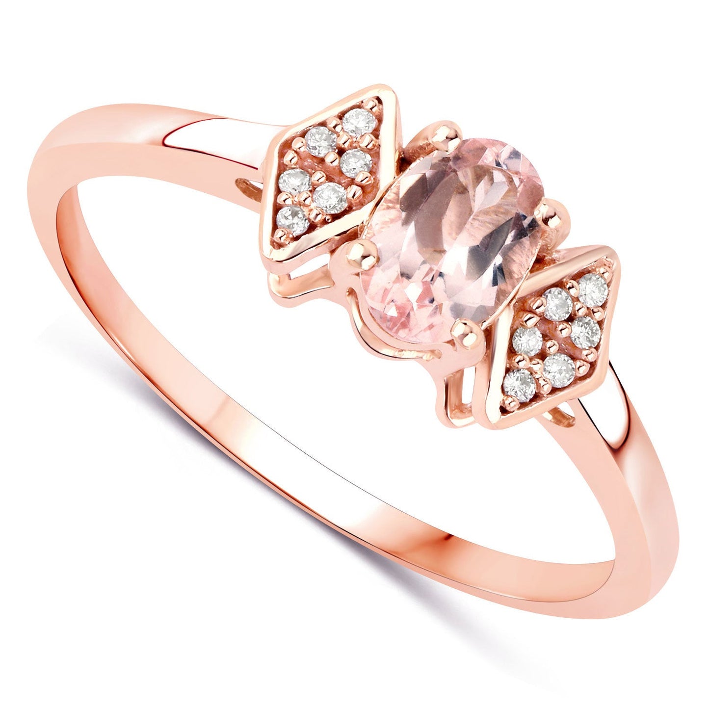 Bague de fiançailles en morganite et diamant de 0,46 carat en or rose 14K