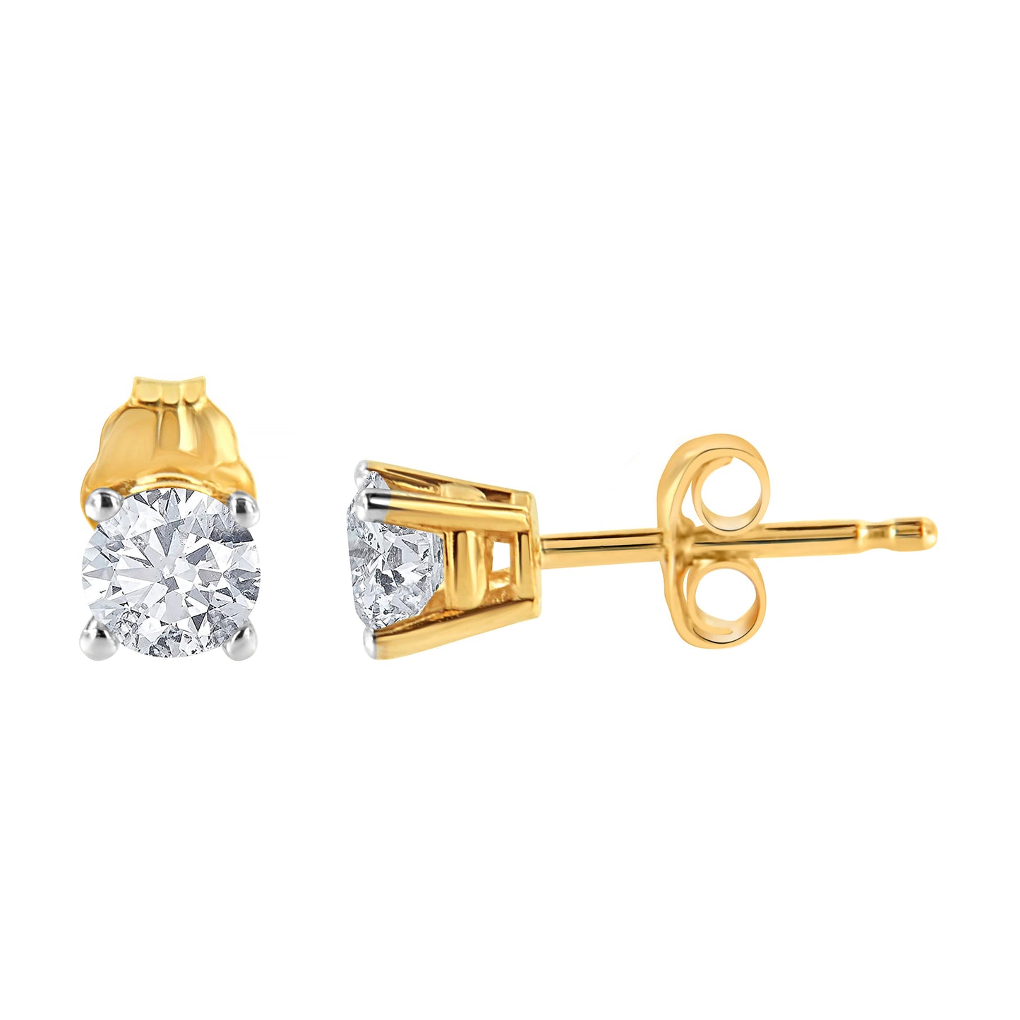 Boucles d'oreilles en diamant taillé rond de 1/2 cttw en or jaune 14K
