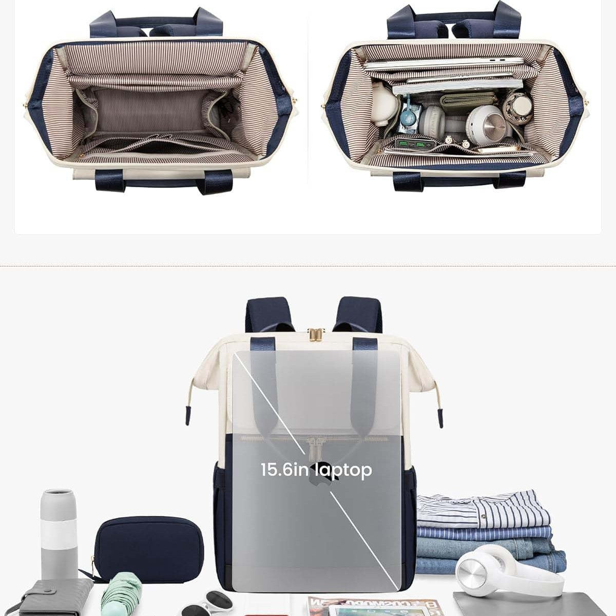 Large Capacity Contrast Color Travel Laptop Backpack
