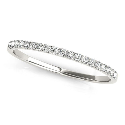 14k White Gold Slim Pave Set Diamond Wedding Band