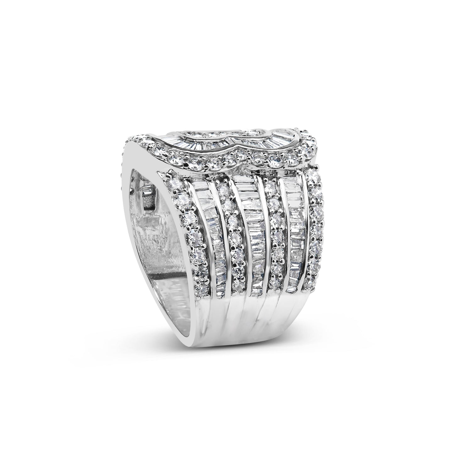 Bague Bypass en Or Blanc 10K avec Diamants de 2 1/2 Cttw - Taille 7