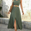 Robe midi sans manches à boutons décoratifs élégante